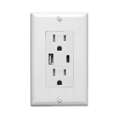 15 Amp Tamper Resistant Receptacle with 2 USB charging port