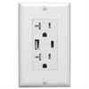 20 Amp Tamper Resistant Receptacle with 2 USB Charging port