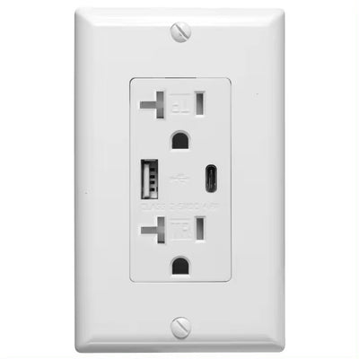 20 Amp Tamper Resistant Receptacle with 2 USB Charging port